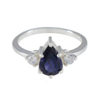 Iolite Halo Turkish 925 Sterling Silver Blue Gemstones Delicate Trendy Ring Jewellery