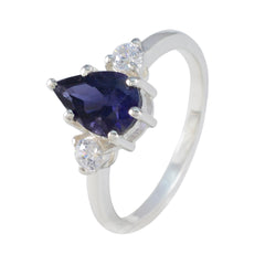 Iolite Halo Turkish 925 Sterling Silver Blue Gemstones Delicate Trendy Ring Jewellery
