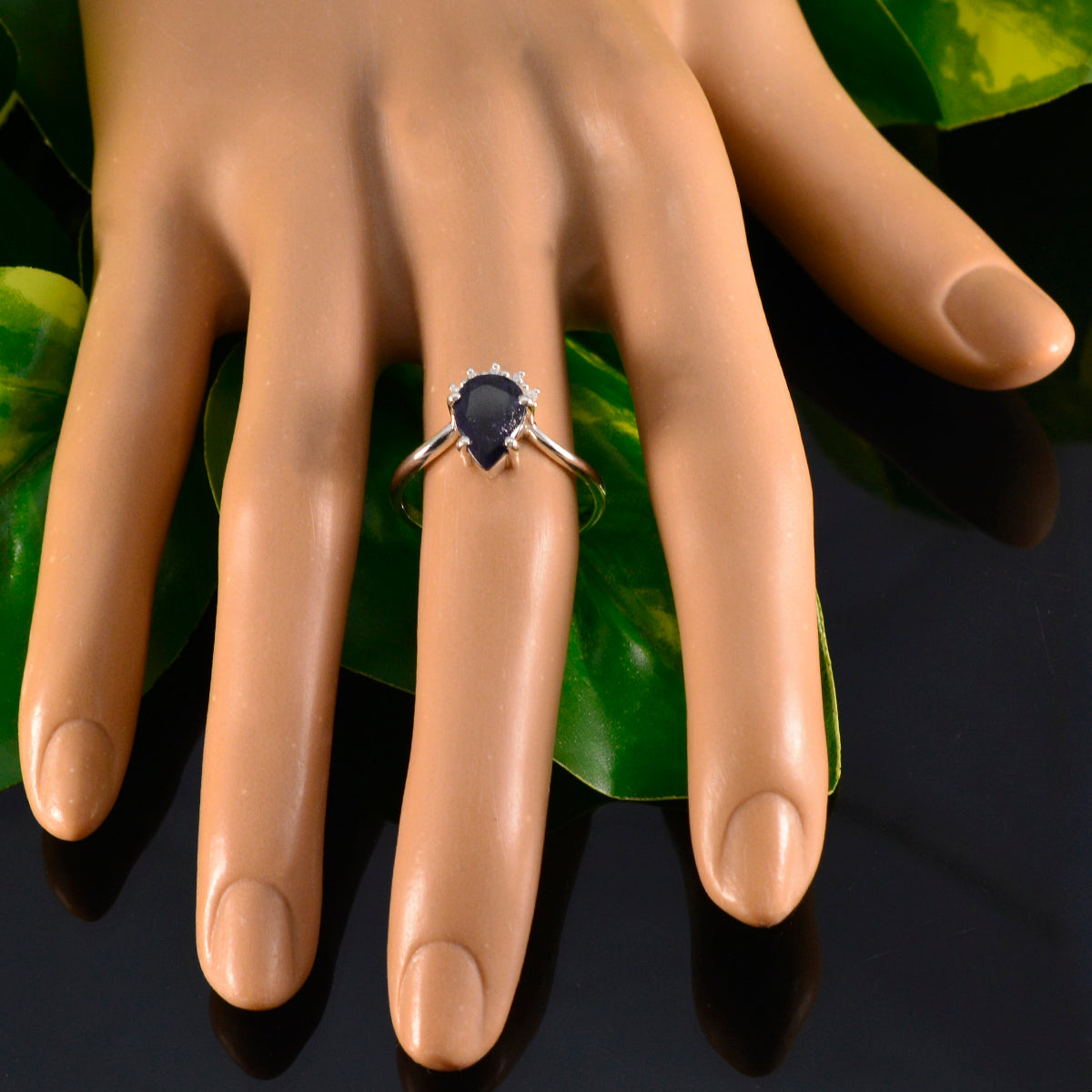 Iolite Halo Turkish 92.5 Silver Blue Gems Delicate Contemporary Ring Jewellery