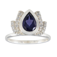Iolite Halo Turkish Silver Blue Gemstone Whisper thin Romantic Ring Jewelry