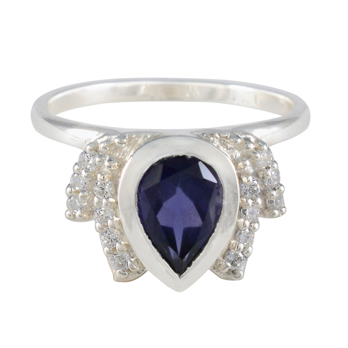 Iolite Halo Turkish Silver Blue Gemstone Whisper thin Romantic Ring Jewelry