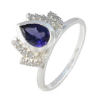 Iolite Halo Turkish Silver Blue Gemstone Whisper thin Romantic Ring Jewelry