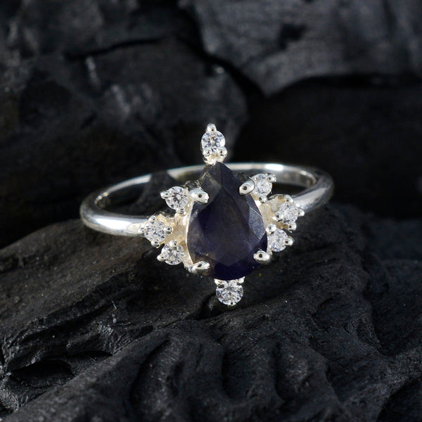 Iolite Halo Turkish 925 Sterling Silver Blue Gemstones Delicate Abstract Ring Jewelry