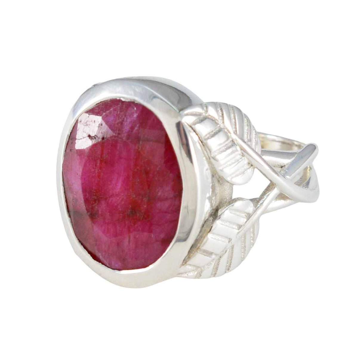 Indian Ruby Solitaire Spanish Sterling Silver Red Gemstones Statement Leafy Ring Jewelry