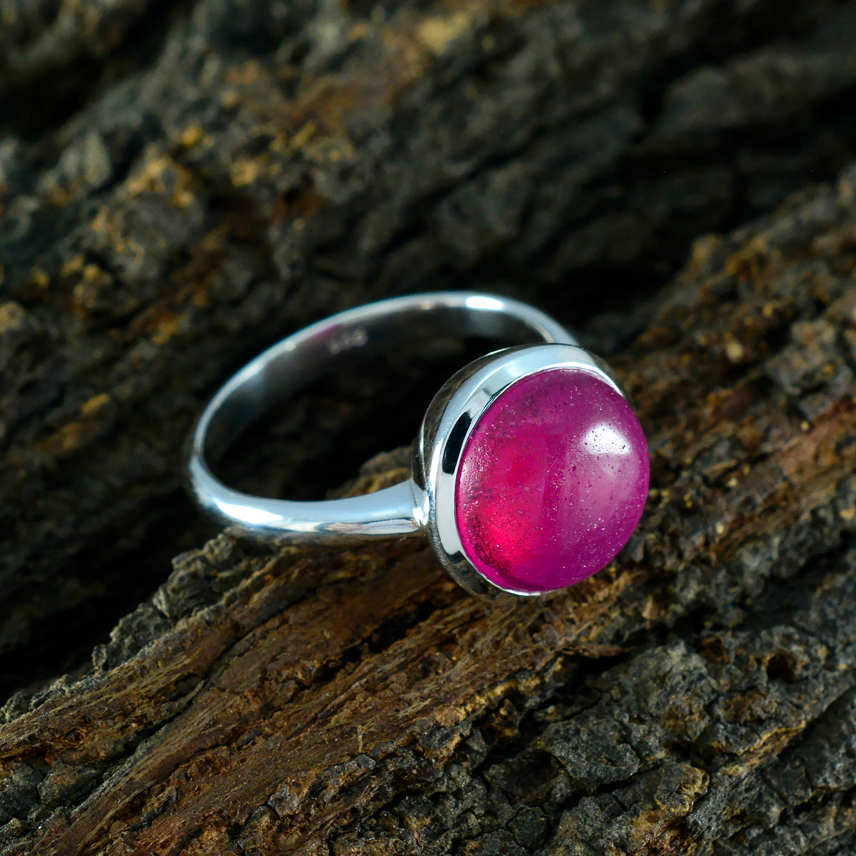 Indian Ruby Solitaire Indian 925 Sterling Silver Red Gemstones Tiny Abstract Ring Jewellery
