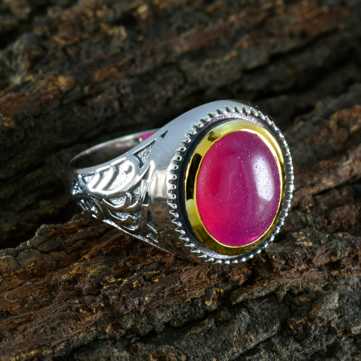 Indian Ruby Solitaire Latin American 925 Sterling Silver Red Gemstone Eye catching Filigree Ring Jewelry