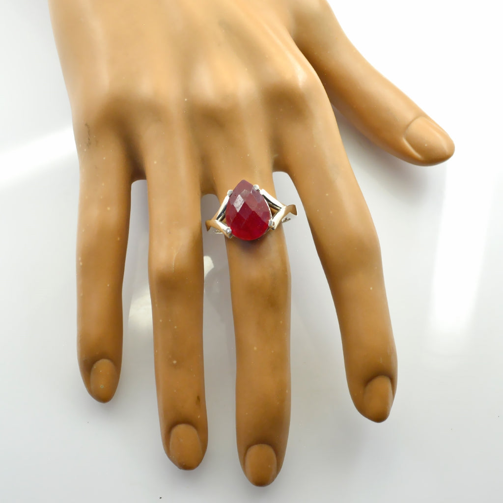 Indian Ruby Solitaire German 925 Silver Red Gems Minimal Love Ring Jewelry