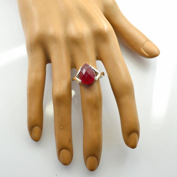Indian Ruby Solitaire German 925 Silver Red Gems Minimal Love Ring Jewelry