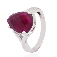 Indian Ruby Solitaire German 925 Silver Red Gems Minimal Love Ring Jewelry