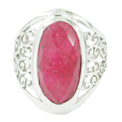 Indian Ruby Solitaire Italian Sterling Silver Red Gems Mid weight Filigree Ring Jewellery