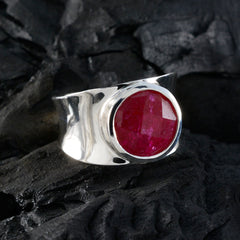 Indian Ruby Solitaire French Sterling Silver Red Gemstone Edgy Armor Band Jewellery