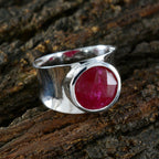Indian Ruby Solitaire French Sterling Silver Red Gemstone Edgy Armor Band Jewellery
