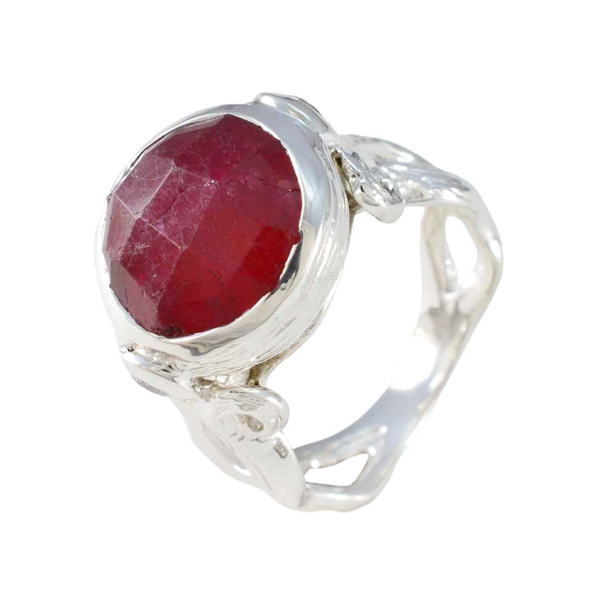 Bague solitaire en rubis indien et argent marocain, pierres précieuses rouges, bijou moderne et polyvalent Image secondaire du produit