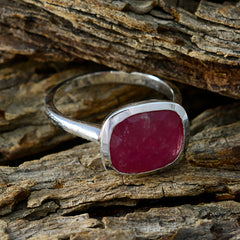 Indian Ruby Solitaire German Silver Red Gemstone Minimal Feminine Ring Jewelry
