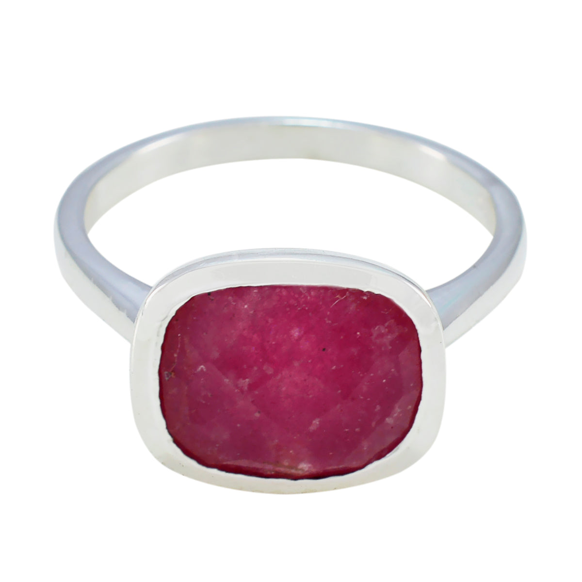 Indian Ruby Solitaire German Silver Red Gemstone Minimal Feminine Ring Jewelry Huvudsaklig produktbild