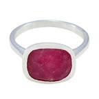 Indian Ruby Solitaire German Silver Red Gemstone Minimal Feminine Ring Jewelry