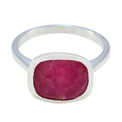 Indian Ruby Solitaire German Silver Red Gemstone Minimal Feminine Ring Jewelry