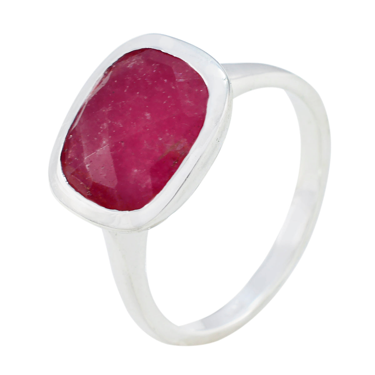 Indian Ruby Solitaire German Silver Red Gemstone Minimal Feminine Ring Jewelry