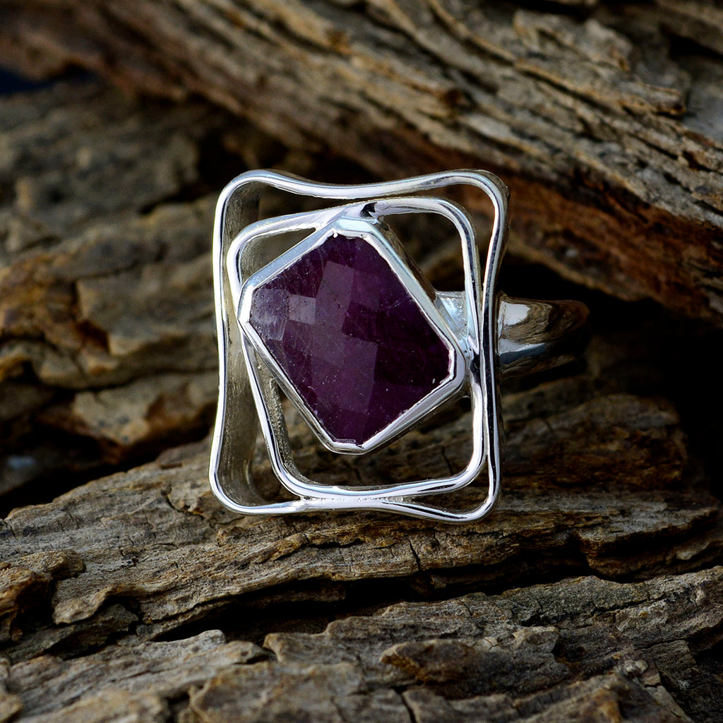 Indian Ruby Solitaire Indian 925 Silver Red Gemstones Mid weight Signet Ring Jewelry