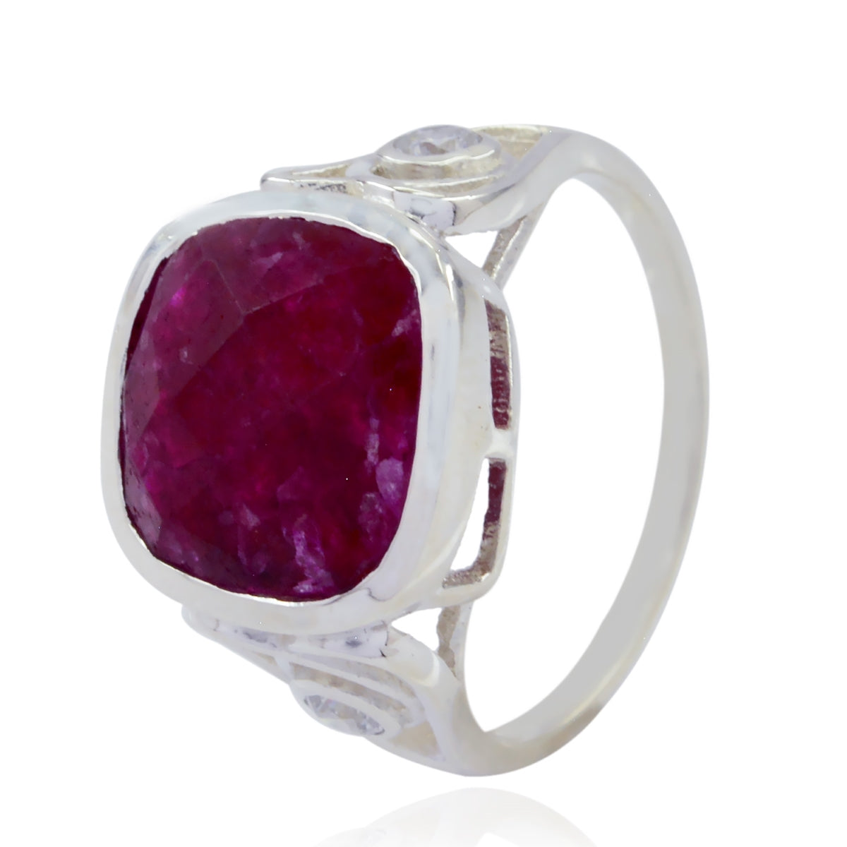 Indian Ruby Halo Moroccan 925 Silver Red Gems Classic Graceful Ring Jewellery