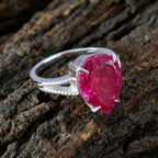 Indian Ruby Solitaire Moroccan Silver Red Gems Eye catching Luxurious Ring Jewelry