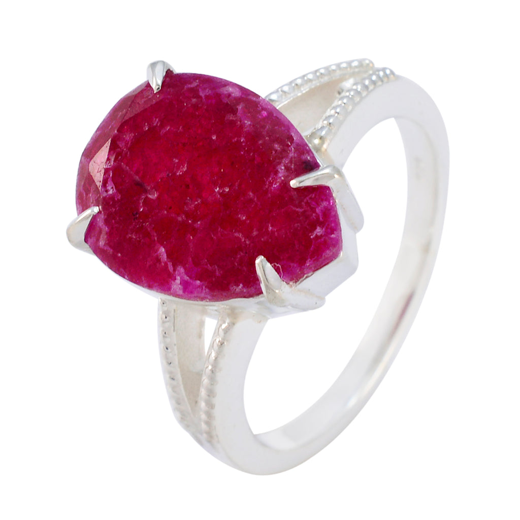 Indian Ruby Solitaire Moroccan Silver Red Gems Eye catching Luxurious Ring Jewelry