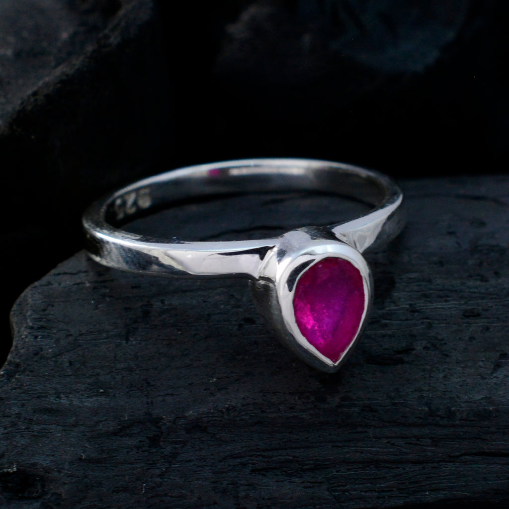 Indian Ruby Solitaire Japanese 92.5 Silver Red Gemstone Dainty Graceful Ring Jewellery