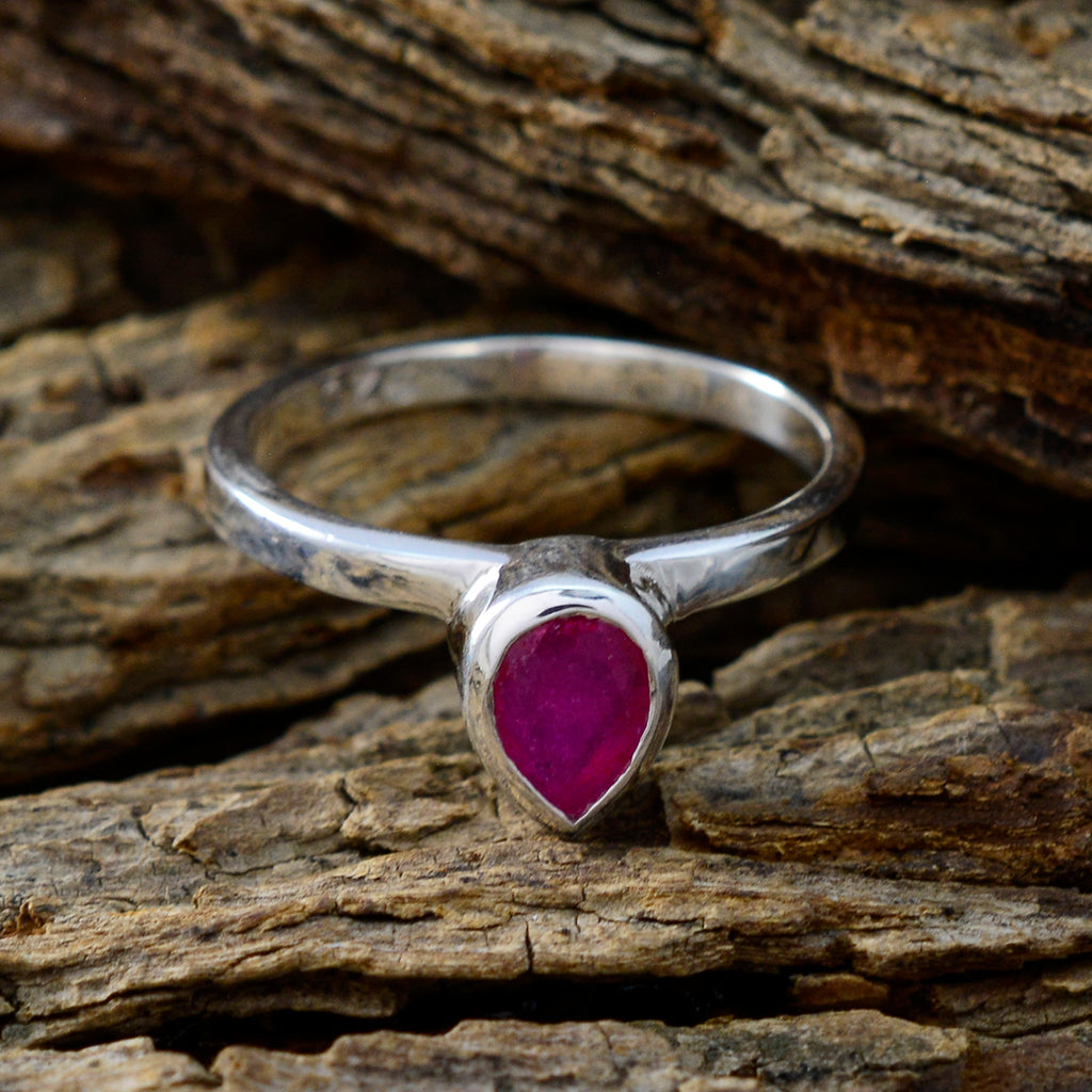 Indian Ruby Solitaire Japanese 92.5 Silver Red Gemstone Dainty Graceful Ring Jewellery