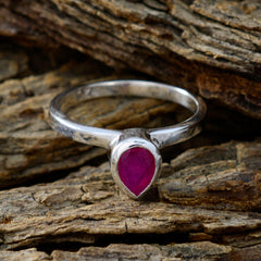 Indian Ruby Solitaire Japanese 92.5 Silver Red Gemstone Dainty Graceful Ring Jewellery