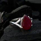 Indian Ruby Solitaire Moroccan Sterling Silver Red Gemstone Minimal valentine Ring Jewelry