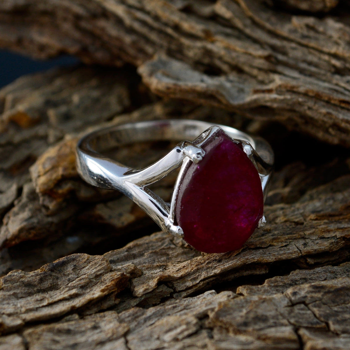 Indian Ruby Solitaire Moroccan Sterling Silver Red Gemstone Minimal valentine Ring Jewelry