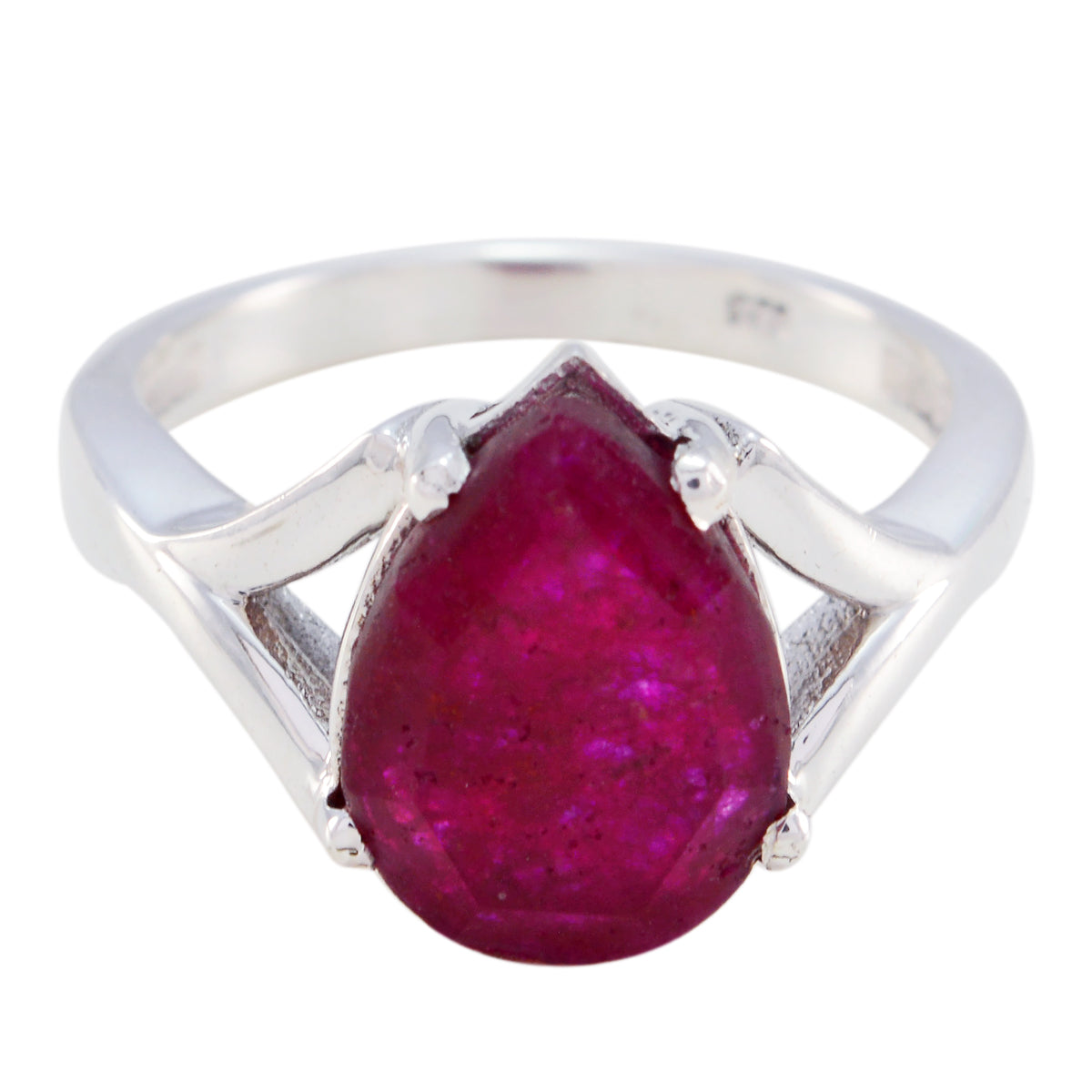 Indian Ruby Solitaire Moroccan Sterling Silver Red Gemstone Minimal valentine Ring Jewelry Image principale du produit
