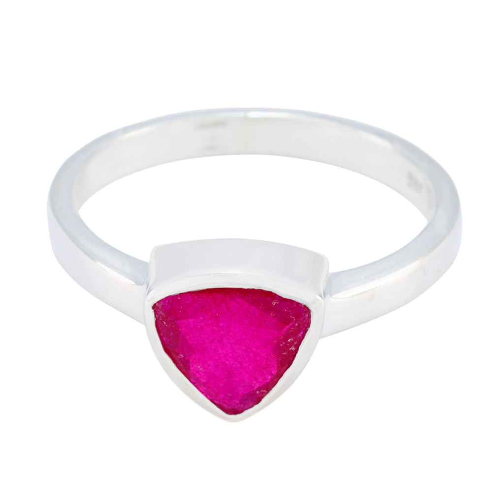 Indian Ruby Solitaire Mexican Silver Red Gemstones Dainty Artisan Ring Jewelry