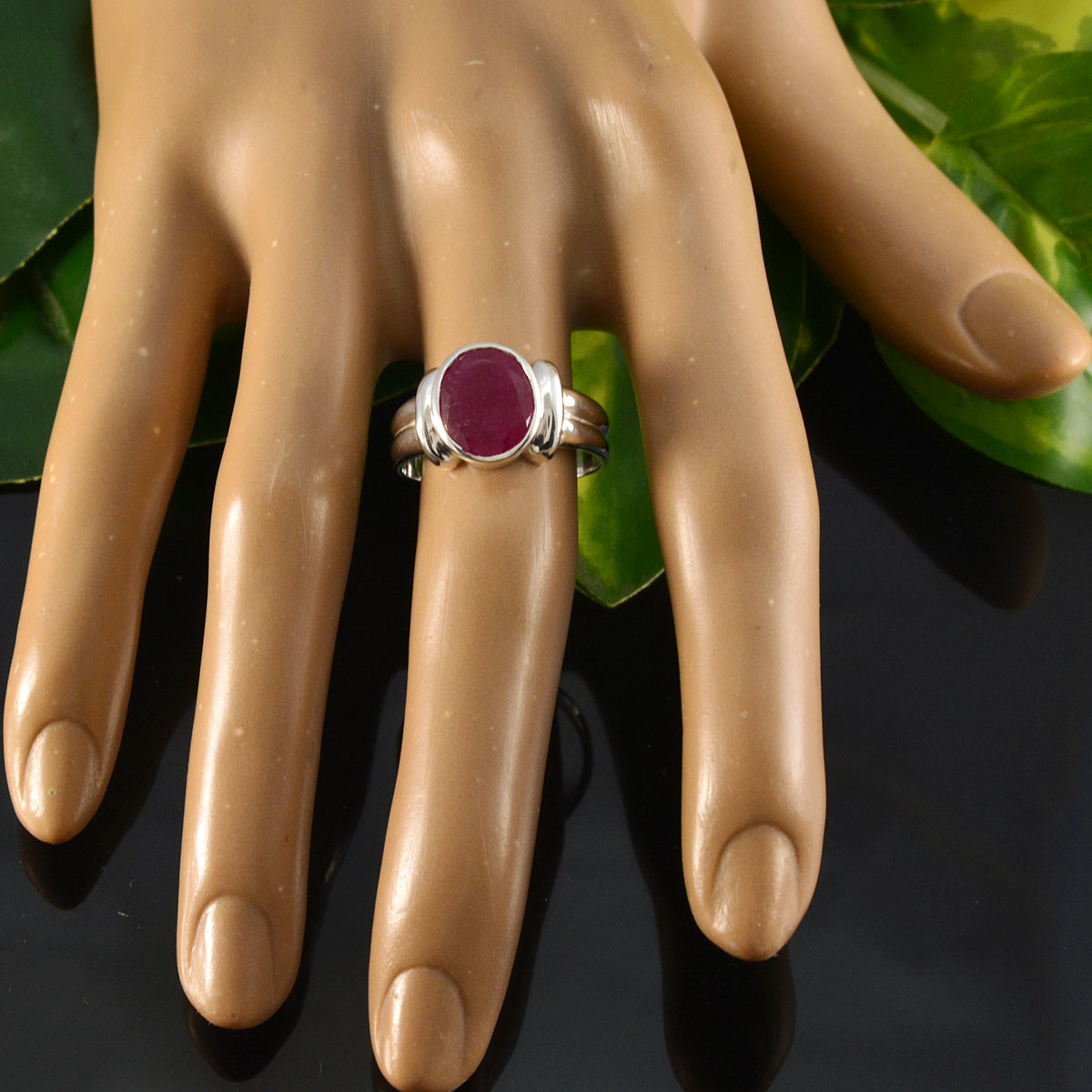 Indian Ruby Solitaire Russian Sterling Silver Red Gemstones Tiny Contemporary Ring Jewelry