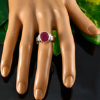 Indian Ruby Solitaire Russian Sterling Silver Red Gemstones Tiny Contemporary Ring Jewelry