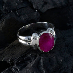 Indian Ruby Solitaire Russian Sterling Silver Red Gemstones Tiny Contemporary Ring Jewelry