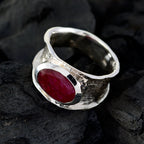 Indian Ruby Solitaire German 92.5 Silver Red Gemstone Edgy Oversized Band Jewelry
