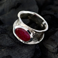 Indian Ruby Solitaire German 92.5 Silver Red Gemstone Edgy Oversized Band Jewelry