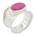 Indian Ruby Solitaire German 92.5 Silver Red Gemstone Edgy Oversized Band Jewelry