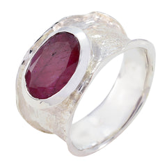 Indian Ruby Solitaire German 92.5 Silver Red Gemstone Edgy Oversized Band Jewelry