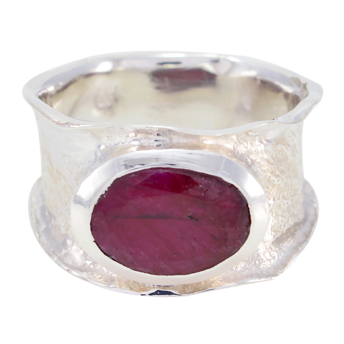 Indian Ruby Solitaire German 92.5 Silver Red Gemstone Edgy Oversized Band Jewelry