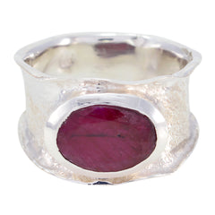 Indian Ruby Solitaire German 92.5 Silver Red Gemstone Edgy Oversized Band Jewelry