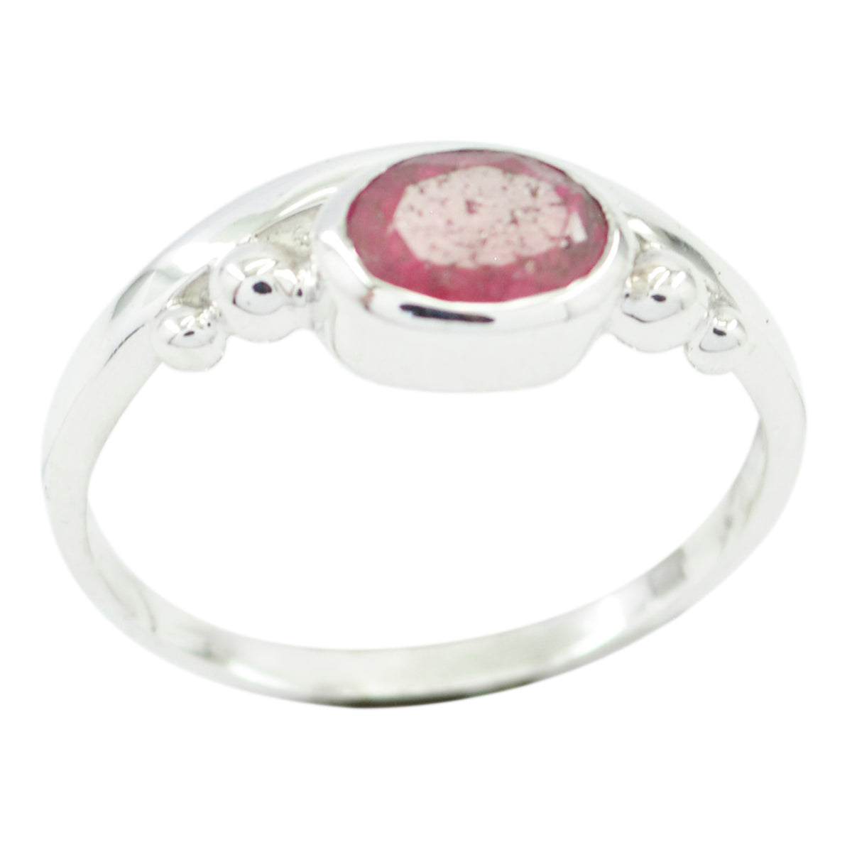 Indian Ruby Solitaire American Sterling Silver Red Gems Delicate Glamorous Ring Jewellery Image principale du produit