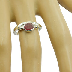 Indian Ruby Solitaire American Sterling Silver Red Gems Delicate Glamorous Ring Jewellery