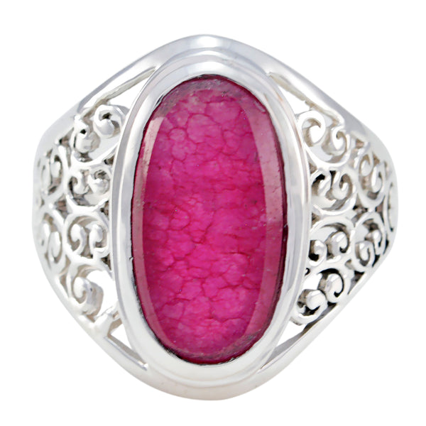 Indian Ruby Solitaire Italian 925 Silver Red Gems Mid weight Filigree Ring Jewellery