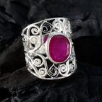Indian Ruby Solitaire Spanish 92.5 Silver Red Gemstones Versatile Filigree  Ring Jewellery