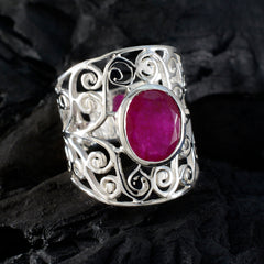 Indian Ruby Solitaire Spanish 92.5 Silver Red Gemstones Versatile Filigree  Ring Jewellery