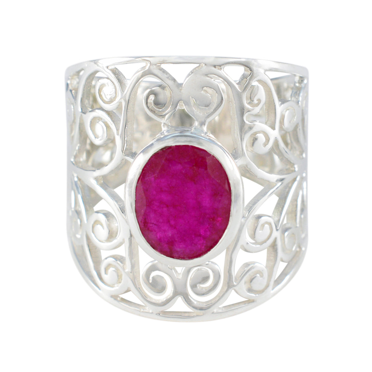 Indian Ruby Solitaire Spanish 92.5 Silver Red Gemstones Versatile Filigree  Ring Jewellery