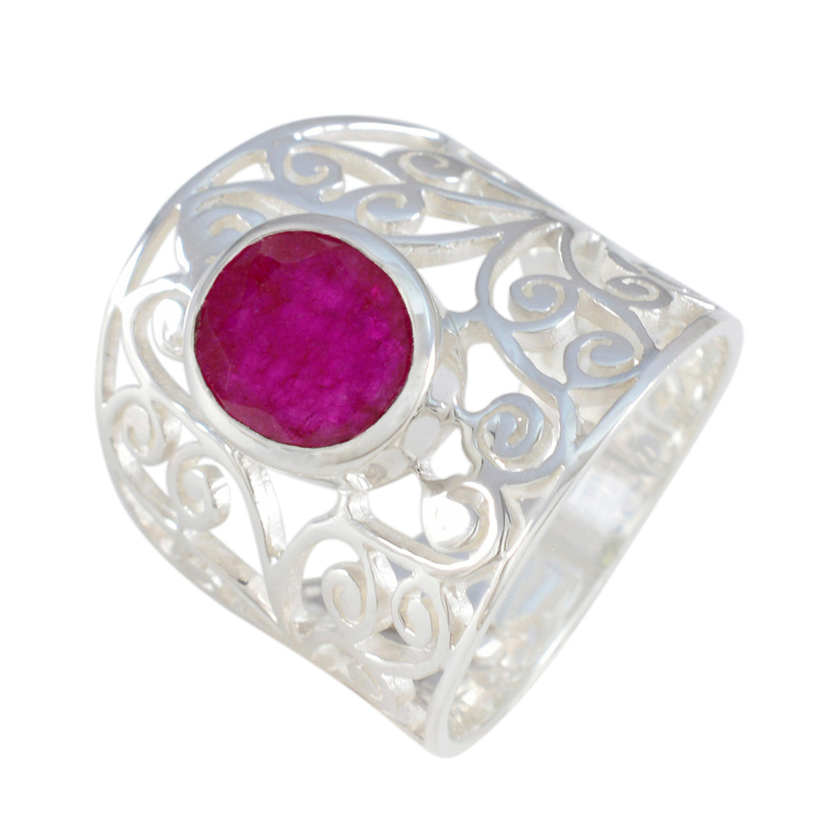 Indian Ruby Solitaire Spanish 92.5 Silver Red Gemstones Versatile Filigree  Ring Jewellery