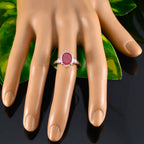 Indian Ruby Solitaire Indian Sterling Silver Red Gems Mid weight Graceful Ring Jewelry